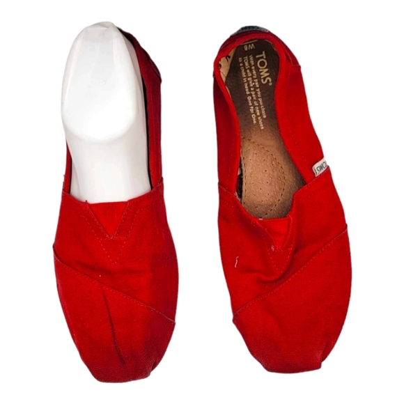 Toms Red Canvas Flats Espadrilles Size 8W - Picture 3 of 5